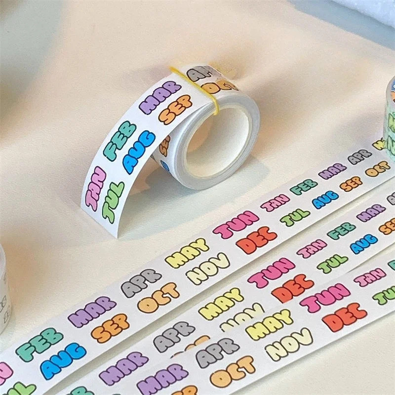 1 ม้วนสติกเกอร์รายเดือนสําหรับ Planner Journs & Organizer DIY Scrapbooking ตกแต่งปฏิทินสติกเกอร์ N1E