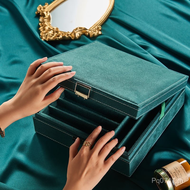 Retro กล่องเครื่องประดับมัลติฟังก์ชั่ Influencer High-End กล่องเครื่องประดับกล่องเก็บต่างหูสร้อยคอขน