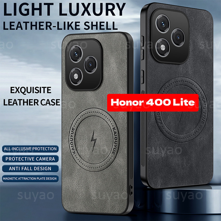 หนังแม่เหล็ก Matte สําหรับ Honor 400Lite 400 Lite 2025 เคสโทรศัพท์ไร้สายชาร์จหรูหราปลอก Honor400Lite