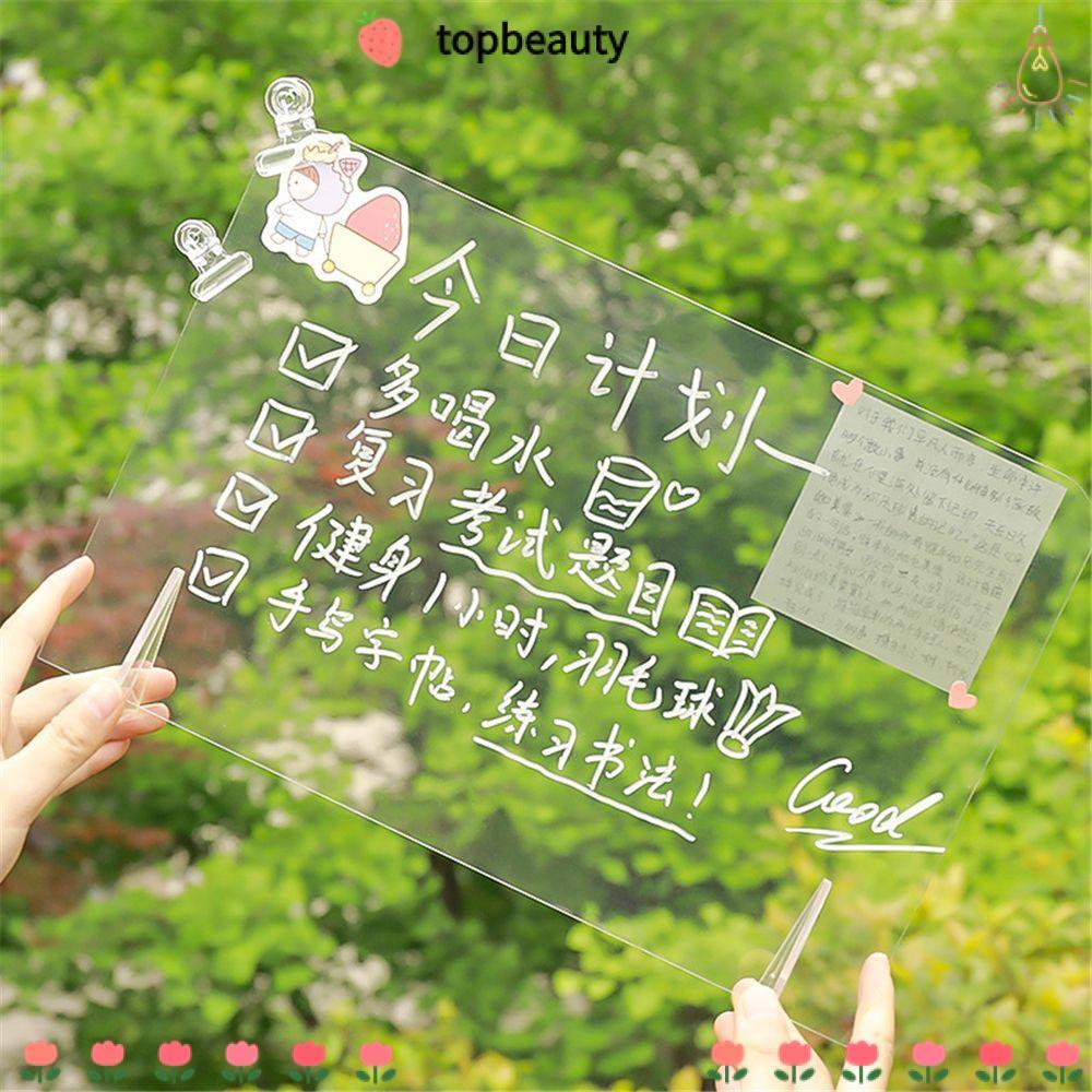 Topbeauty กระดานข้อความอะคริลิค ตกแต่งข้อความ ปากกาไวท์บอร์ดหมูป่าลบได้