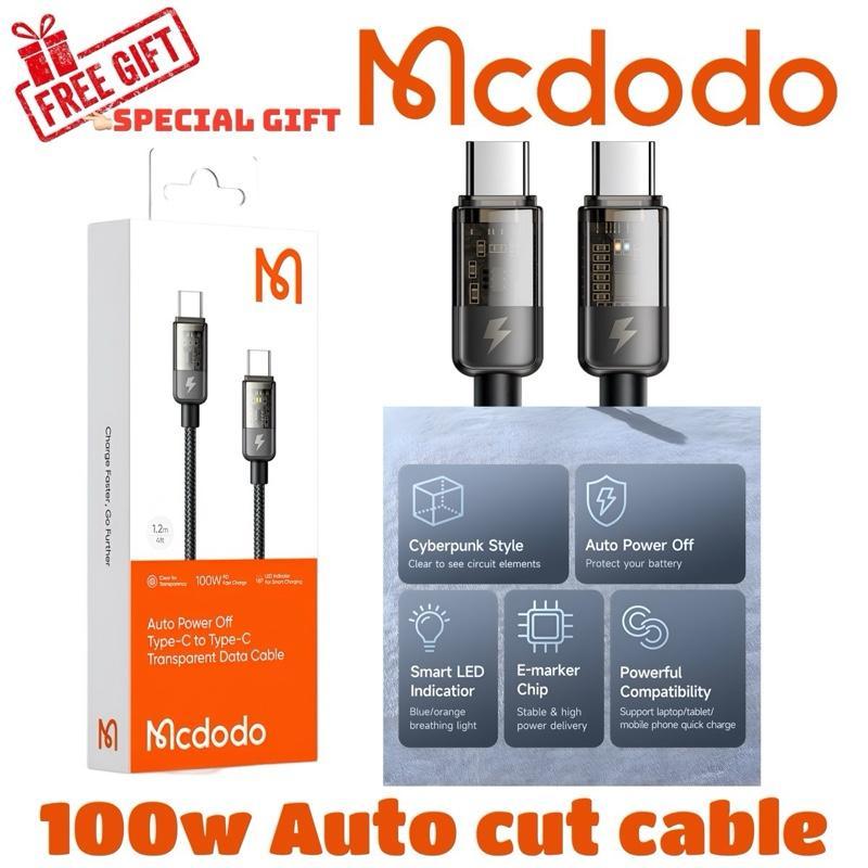รับประกัน 1 ปี MCDODO ขายส่งมาเลเซีย Auto Cut Off Auto Power Off iP Type C โปร่งใสข้อมูลสาย 1.2m CA 