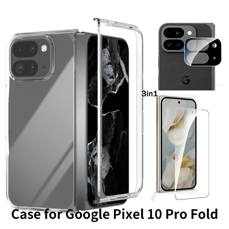 3in1 For Google Pixel 10 Pro Fold 5G pixel10google proFold Clear Case Screen Glass Camera Lens Film