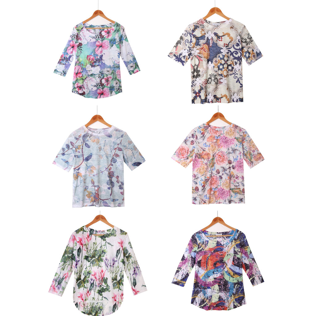 Alisa.Sonya เสื้อเบลาส์หรูหราของผู้หญิงพิมพ์ลายดอกไม้และลายศิลปะ Soft Flowy Silhouette 24AS1362