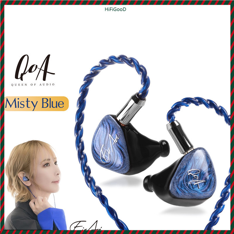 QOA MistyBlue Hifi Studio Audiophiles IEM | 2DD+2BA Hybrid, In-Ear Wired (แบรนด์ร่วมโดย Blue Well Ai