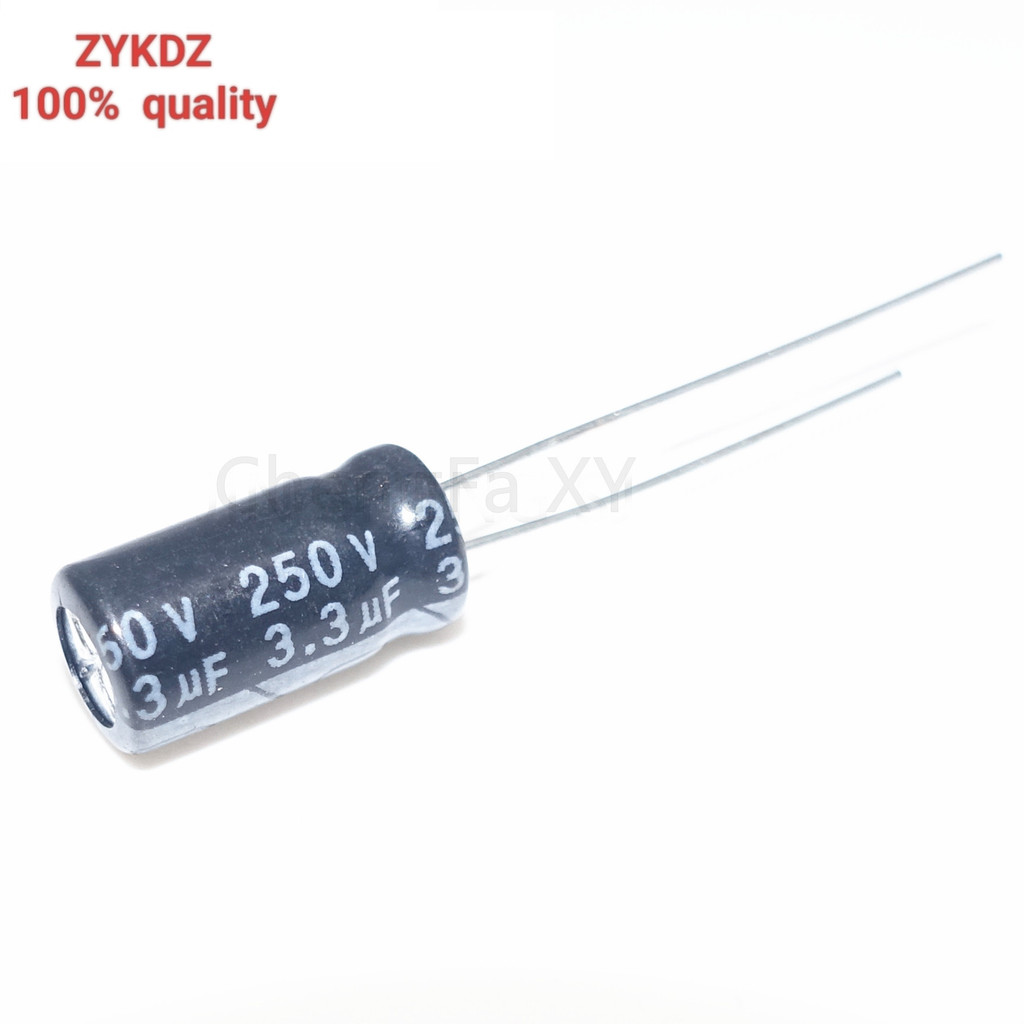 20PCS 250V3.3UF 6x12 มม.ตัวเก็บประจุอลูมิเนียมอิเล็กโทรลีติค 3.3UF250V