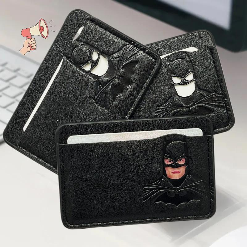 [MZ] Bat ID Wallet Slim Leather Card Holder Case Wallet With Hero Mask Creative Anniversary Birthday