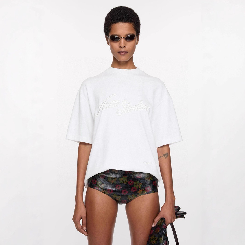 Q7E4 Acne New style washed3D Embroidered Logo Short Sleeve T Shirts for men and women, round neck, v