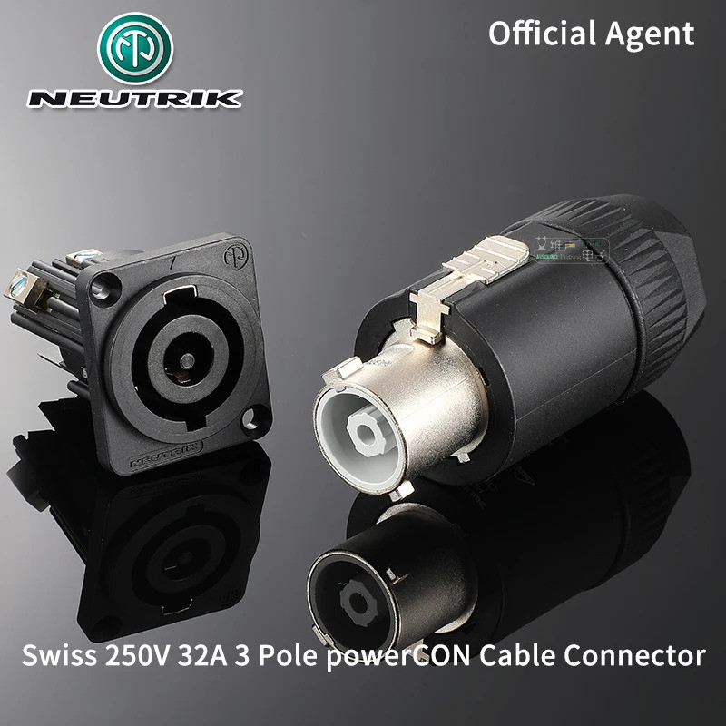 Original Neuik powerCON 32 A 250V 3 Pole Cable Connector Plug/ซ็อกเก็ตสายไฟเฟสเดียว 2.5 ถึง 6.0 mm2 (AWG14-10) OD 8-20mm