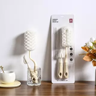 YENESTE ชุดแปรงทําความสะอาดขวด, ชุดขนแปรงด้ามยาว Pacifier Straw Scrubber, ทนทานตามหลักสรีระศาสตร์ 360 องศาแปรงล้างถ้วยแก้วชุดเครื่องมือทําความสะอาดห้องครัว