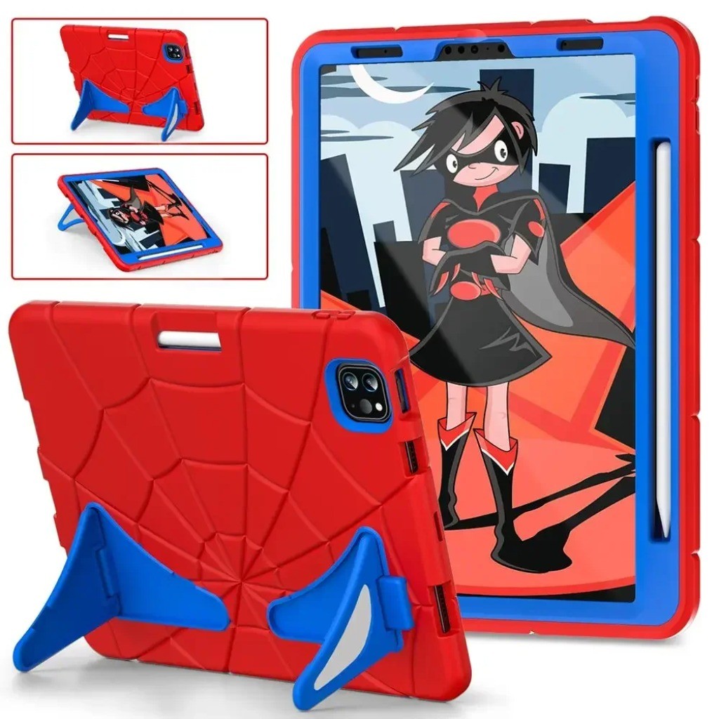เด็กแท็บเล็ตซิลิโคน + PC Spider Man สําหรับ IPad 10th 11th A16 Air 4 5 10.9 7 8 9th 10.2 IPad 11 2018 2020 2021 2022 11 นิ้ว Mini 6 Mini 7