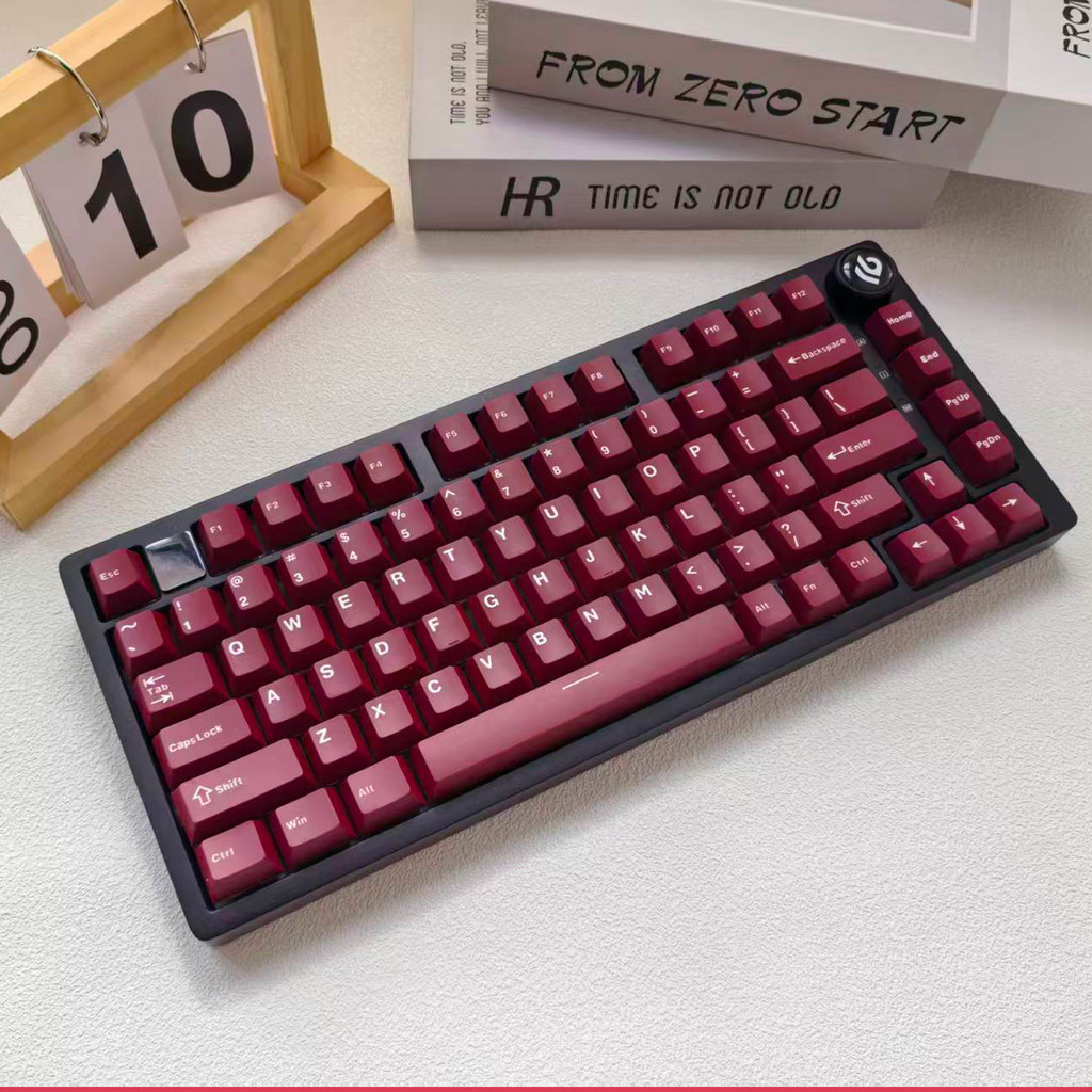 Dark Red Double Shot PBT Keycaps 126 คีย์ Cherry Profile Key cap สําหรับคีย์บอร์ดแบบกลไก