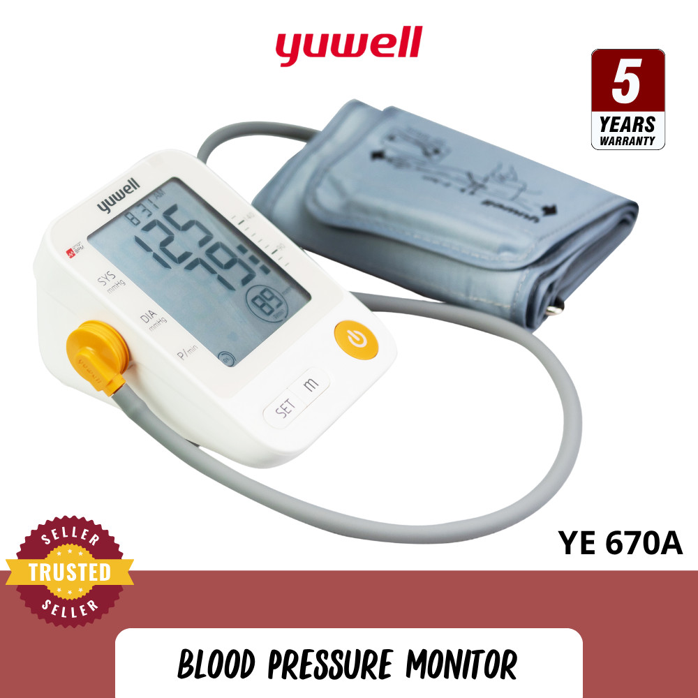 Yuwell Electronic Blood Pressure Monitor เครื่องวัดความดันโลหิต รุ่น YE670A [รับประกัน 5 ปี].