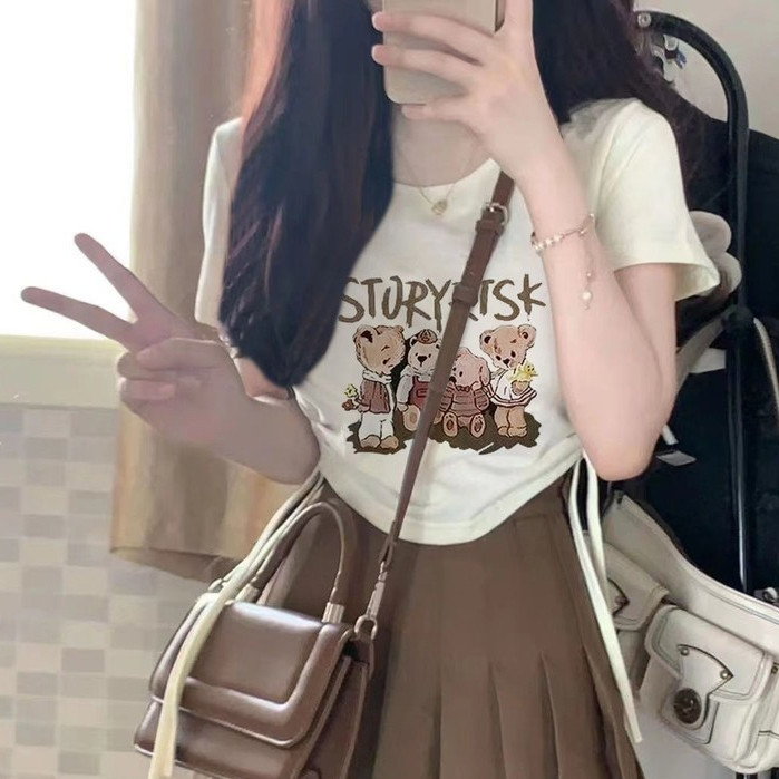 เสื้อครอปอินเทรนด์สําหรับผู้หญิง 20K พร้อม Drawstring Story RIB (LD 88, PJ 43)