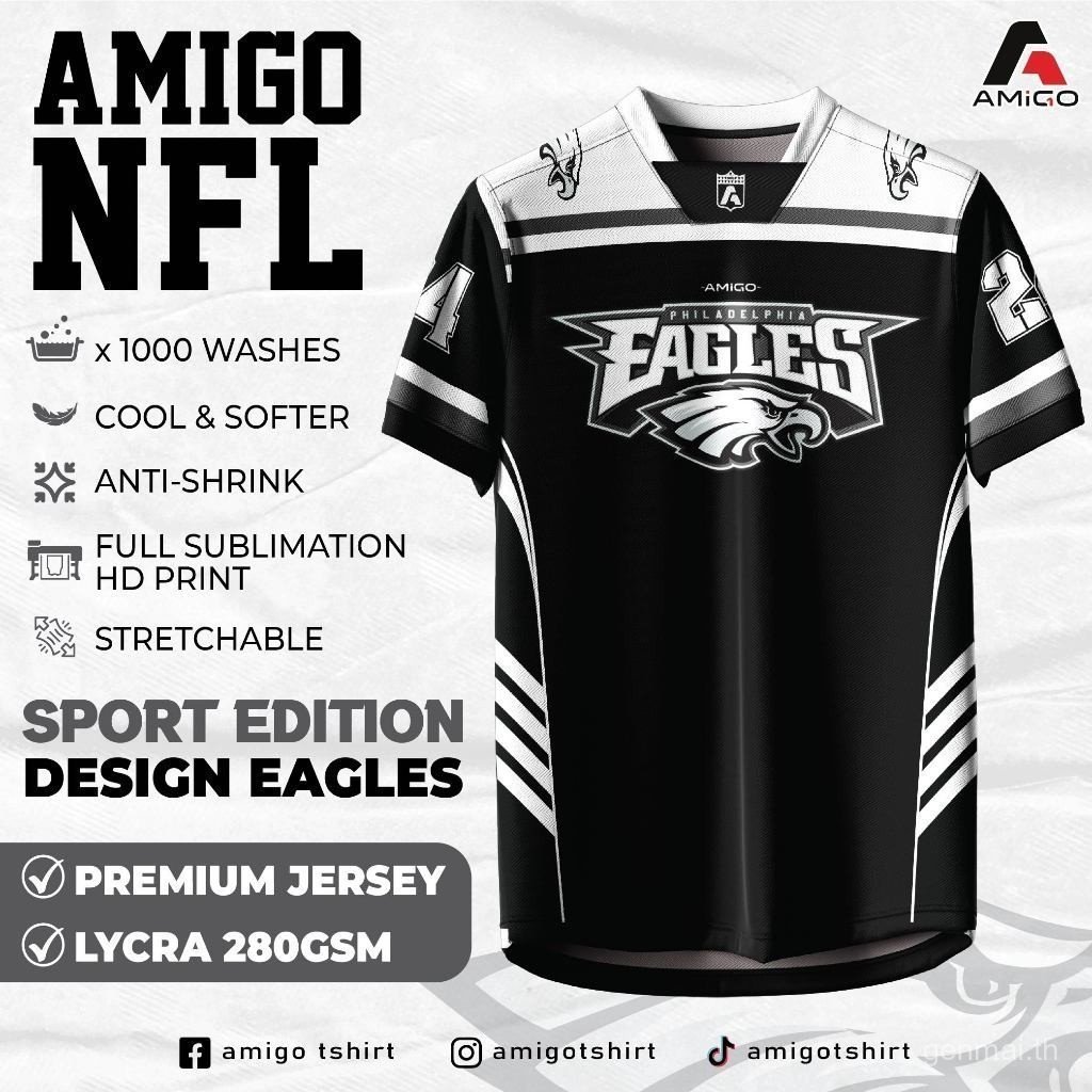 AMIGO NFL Microfiber Jersey T-Shirt ใหม่ เปิดตัว ลาย Philadelphia Eagles