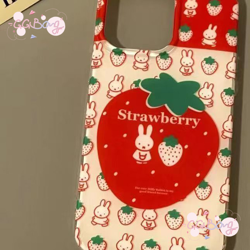สำหรับ IPhone 13 15 17 air 16 11 14 12 Pro Max 15 14 16 Plus ปกการ์ตูน IMD กระต่ายมิฟฟี่สตรอเบอร์รี่ดาวแวววาวน่ารัก - รูปที่ 3