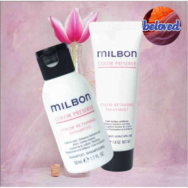 Milbon Color Preserve Color Retaining Shampoo/Treatment 50 ml แชมพู และครีมนวดผม ช่วยยืดอายุความเปล่งประกายของสีผม