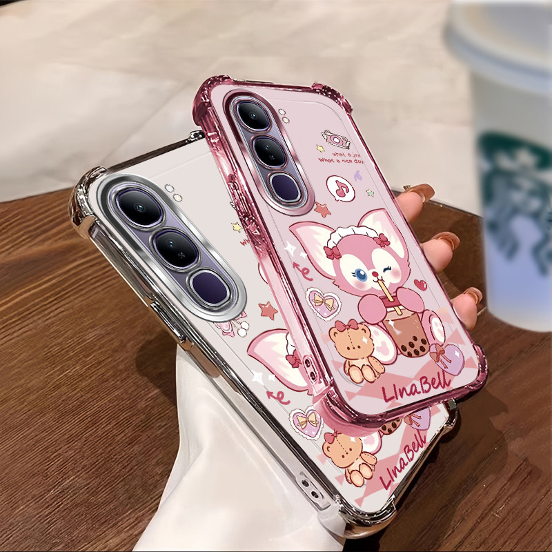 เหมาะสําหรับ VIVO Y21D Y19S Pro Y100 Y200 Y300 Y400 5G V40 Lite 4G GT Electroplated กันกระแทกเคสโทรศัพท์ผีเสื้อสําหรับสาว TPU นุ่มป้องกันกรณี linabell