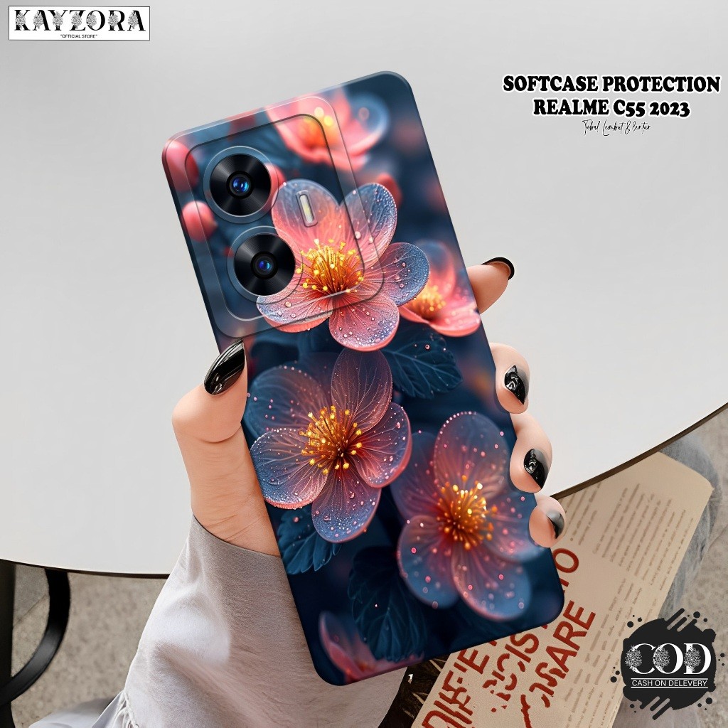 เคสโทรศัพท์ HP ล่าสุด Realme C55 - เคสดอกไม้แฟชั่น - ซิลิโคนกล้อง Pro - Realme C55 Softcase - เคส Re