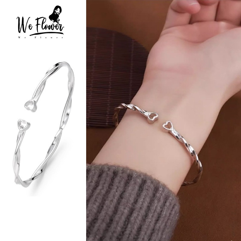 เราดอกไม้ที่สง่างาม ส925 เงินหัวใจ โมเบียส กําไลข้อมือกําไลข้อมือสําหรับผู้หญิงแฟชั่นบิดข้อมือวงอุปกรณ์เครื่องประดับ