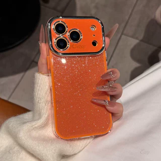 เปลี่ยนไป 17Luxury Fine Flash เคสโทรศัพท์หน้าต่างขนาดใหญ่สําหรับ iPhone 17 16 15 14 13ProMax Anti Slip และ Anti Drop ป้องกันปกหลัง