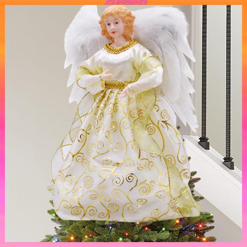 [Kloware2] LED Angel Treetop Lighted Angel Tree Topper ที่ละเอียดอ่อน 12 "ตกแต่งแองเจิลหุ่นสําหรับปา