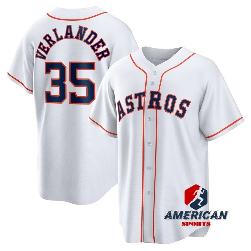 KK Men MLB Houston Astros Justin Verlander White Home Baseball Shirt