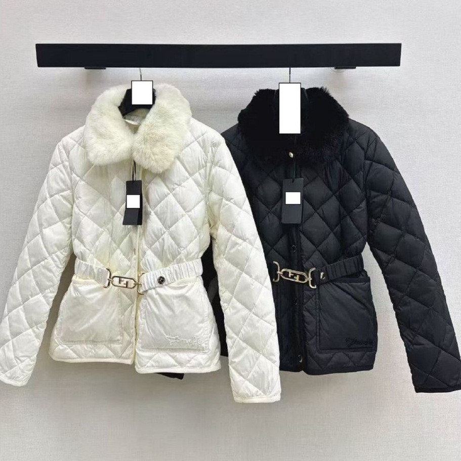 BE4J FEN# 25Autumn and Winter Women's Fashionable and Stylish Warm Down Jacket with Rex Rabbit Fur C