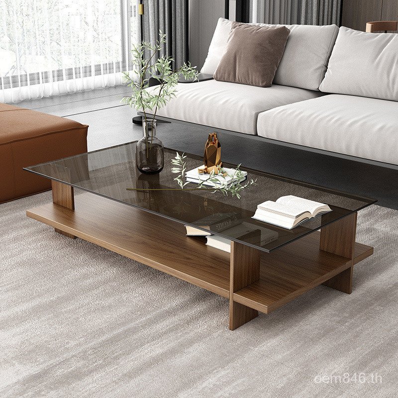 โต๊ะน้ําชาอพาร์ทเมนต์ขนาดเล็ก ins สไตล์ในครัวเรือน Influencer โมเดิร์นเรียบง่ายสํานักงานกระจกนิรภัยโ