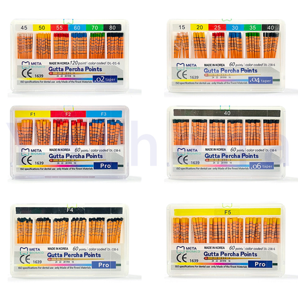 1 กล่อง META Gutta Percha Points Taper พร้อมสเกลเครื่องหมาย 02/04/06/F Series