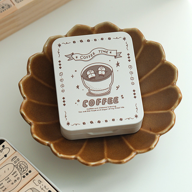 Tinplate Box Flip Tin Box Snowman Coffee Cup Small Card Storage All-Match