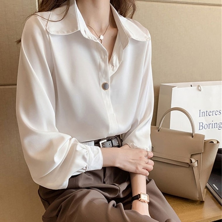 เสื้อชีฟอง Shirring เสื้อคอปก LK-S012