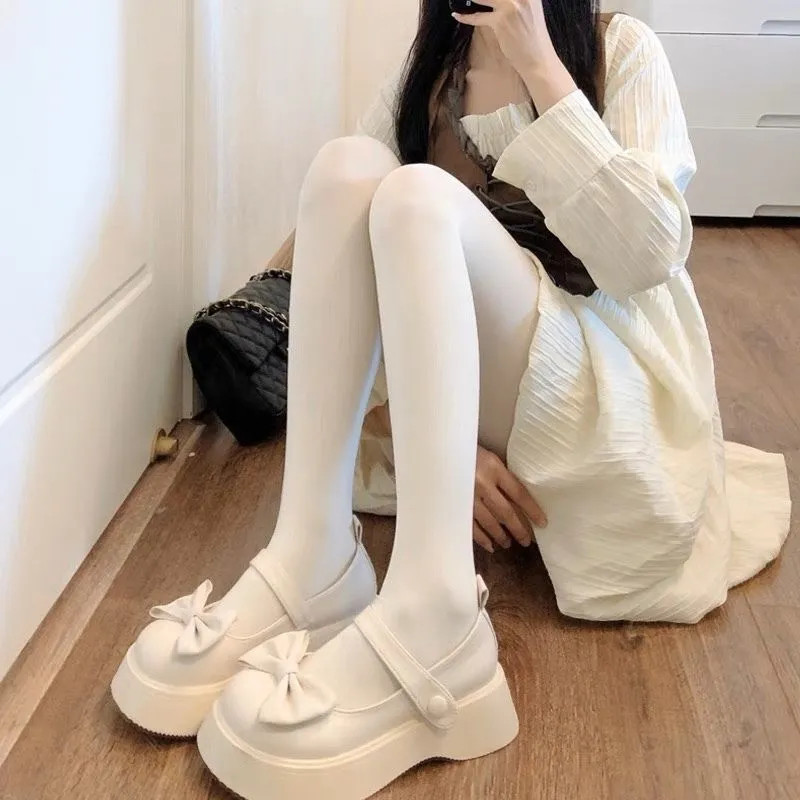 ถุงน่องเลกกิ้งสีขาบสำหรับ.style.jkและlolita