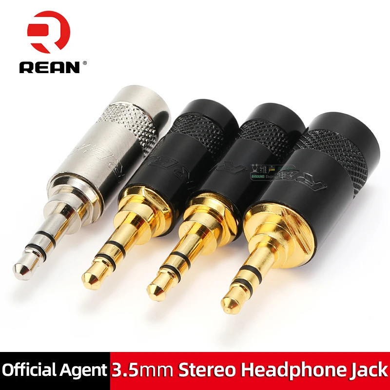 REAN 3-care หูฟังสเตอริโอคอมพิวเตอร์แจ็ค 3.5 มม. 1/8" ชายหญิงเชื่อม Gold Plated ปลั๊กซ่อมสาย OD 4.5/6.5/8.5 มม.