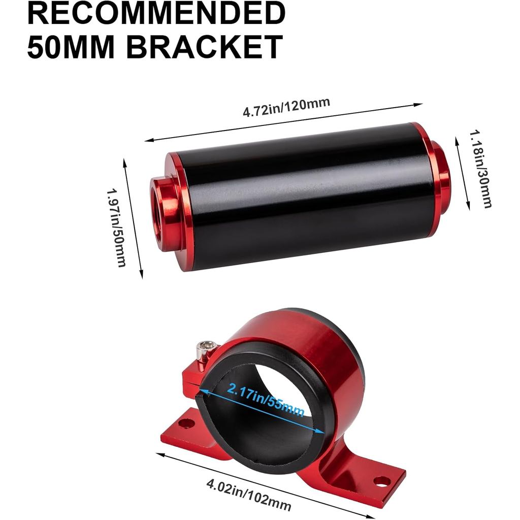Luney 100 Micron Inline Fuel Filter, Automotive Replacement Oil Fuel Filters Kit with 6AN 8AN 10AN A