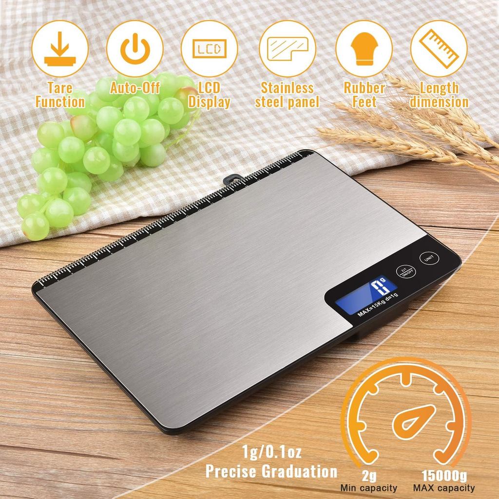 33lb Digital Kitchen Scale Large Weighing Area (9 in), Diyife Professional Electronic Food Scale, St