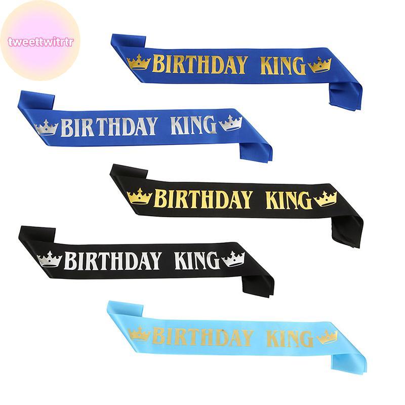 TRWITR Birthday King Sash สําหรับผู้ชาย Boy Happy 16th 18th 20th 30th Birthday Party Decor TH