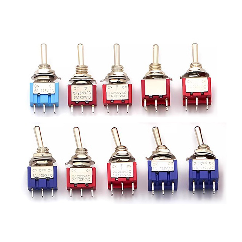 10PCS MTS-102 103 202 203 3Pins 6 Pins Mini Toggle Switch สําหรับโคมไฟสลับเปิด-ปิด-ON/ON-ON สวิทช์ 6A 125VAC