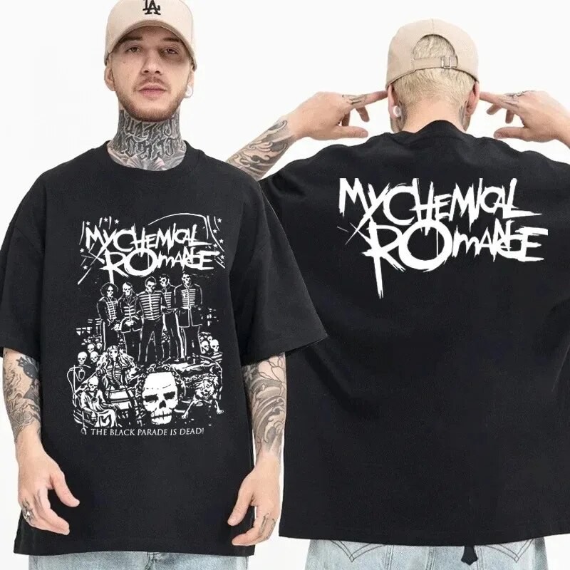 ผู้ชายและผู้หญิงเคมีโรแมนติก Mcr Dead เสื้อยืด Vintage สีดํา Punk Rock Band T เสื้อฤดูร้อน Tee เสื้อ COD