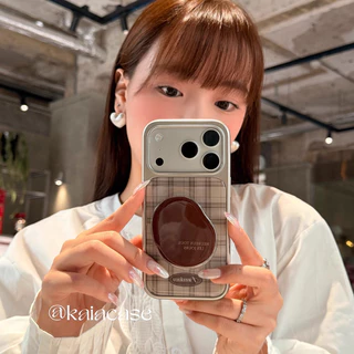 Huiwanju เรขาคณิตลายสก๊อตสีน้ําตาลสําหรับ iPhone17promax เคสโทรศัพท์มือถือ iphone16pro/13/14pro พร้อมขายึด 15pro เคสโทรศัพท์มือถืออีพ็อกซี่