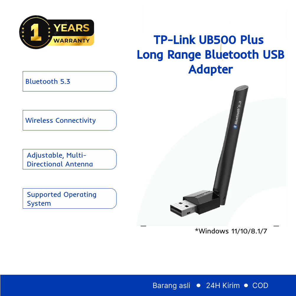 TP-Link UB500 | อะแดปเตอร์ Bluetooth 5.3 Nano USB| ดองเกิลบลูทูธ | แล็ปท็อปพีซี | UB500 พลัส