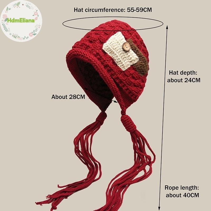 HdmEliana Handmade ถักหมวกผู้หญิงฤดูหนาวที่อบอุ่นป้องกันหู Lady หญิงเกาหลีโครเชต์เสื้อสวมหัวหมวก TH - รูปที่ 3