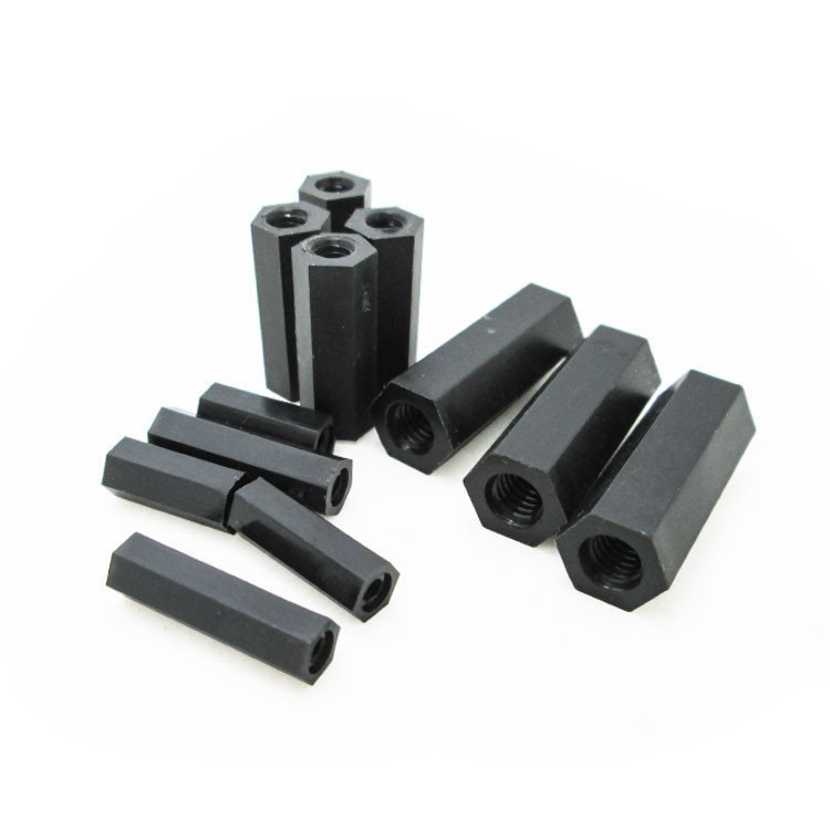 M2M2.5 M3M4 โรงงานราคาขายส่งคอลัมน์สนับสนุนสีดําคอลัมน์ไนลอนหกเหลี่ยม Double-pass Isolation Co