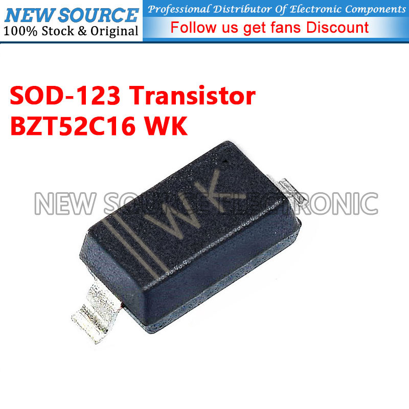 [100-500 ชิ้น] BZT52C16 WK SOD-123 ทรานซิสเตอร์ SMD แรงดันไฟฟ้าเสถียรไดโอดแหล่งใหม่
