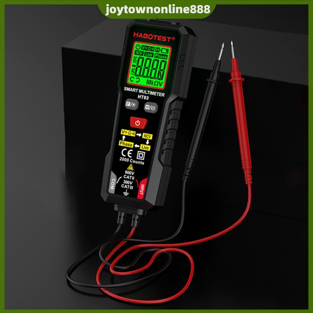 HT93 มัลติมิเตอร์แบบดิจิตอล TRMS 2000 นับ Multi Tester Auto-Ranging พร้อม NCV Ohm Voltage Tester Met
