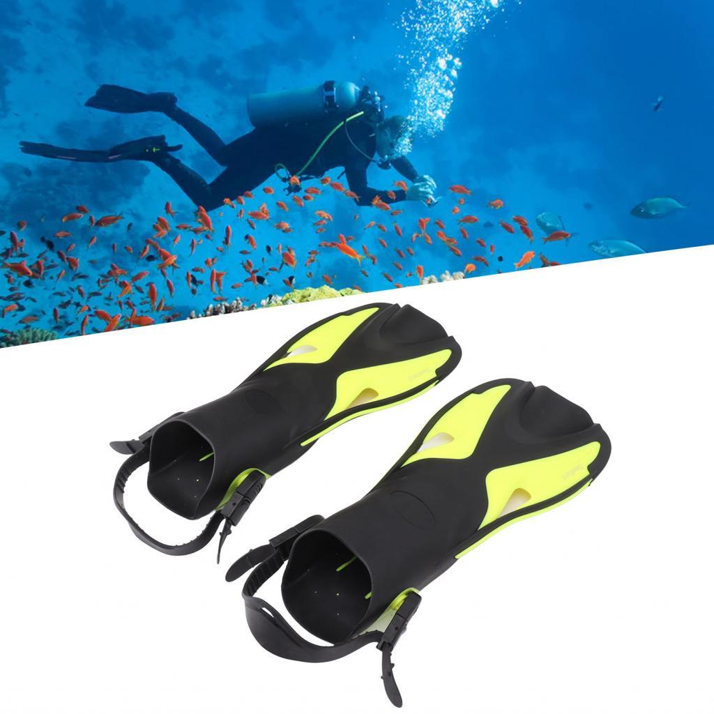 GLOGLOW Swim Fins ดําน้ําตื้นกันลื่นที่สะดวกสบายเพื่อสวมใส่ในสระว่ายน้ํา (สีดําและสีเหลือง 9-11 42-4