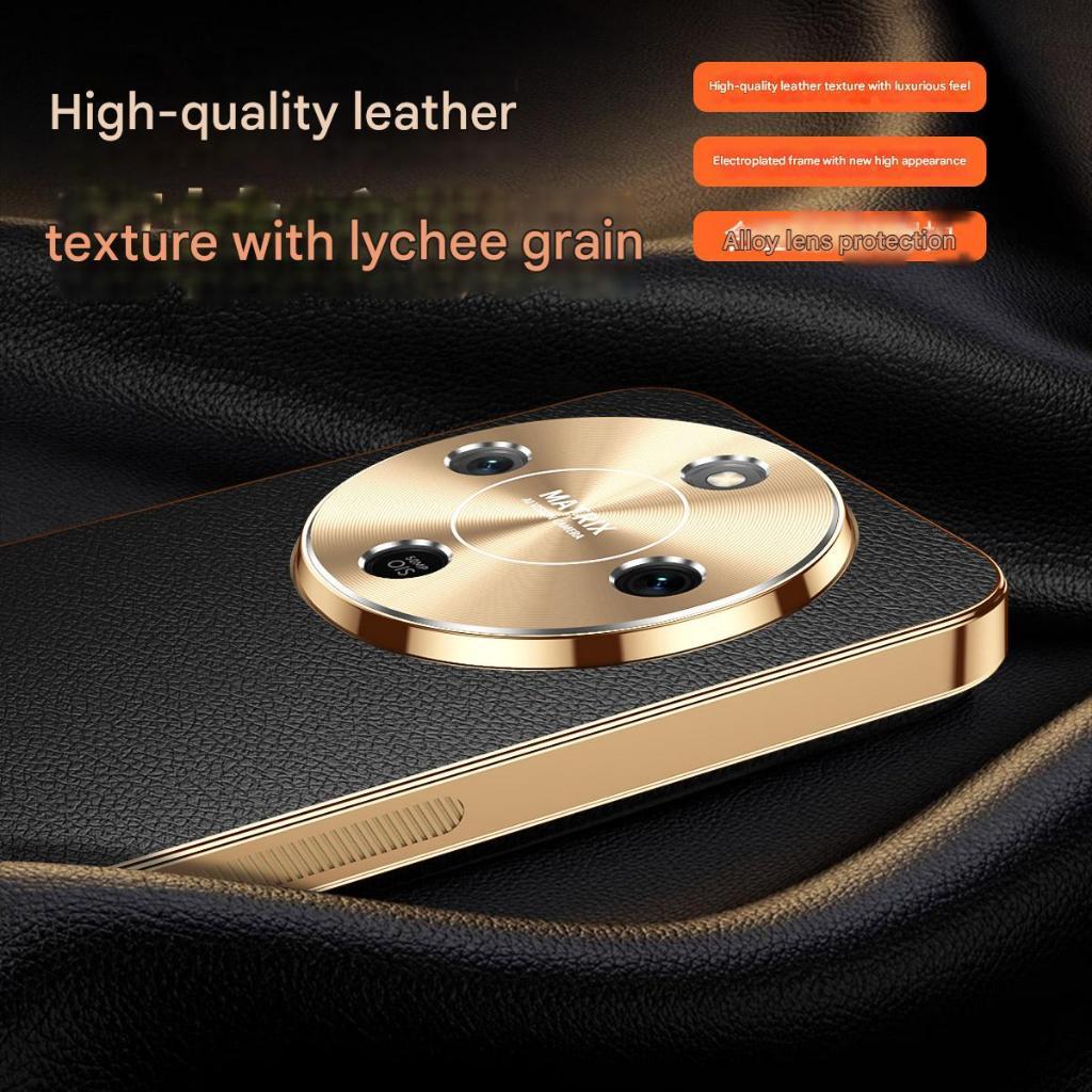 ปลอกร้อนสําหรับ Honor X9d HonorX9d 5G 2025 เคสโทรศัพท์ Electroplated ลิ้นจี่รูปแบบปลอกกันกระแทกหนังเทียมเคสป้องกันฝาครอบ - รูปที่ 3