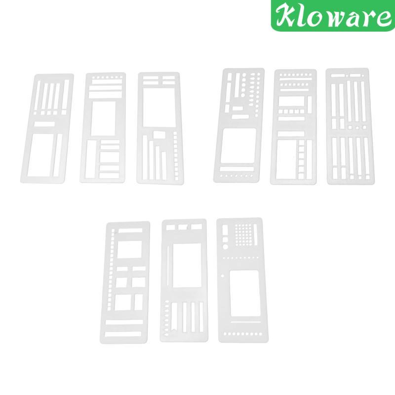 [Kloware] 3 ชิ้น Planner Stencils Craft Lines Bookmark Planner Banner Habit 13.8x5.1 ซม.