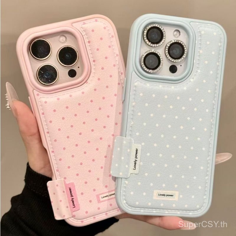 เคสโทรศัพท์ เหมาะสําหรับ iPhone 11 12 13 14 15 16 17 Pro max Plus Air ins เต็มหน้าจอ Polka Dot กลองปกหนังกันกระแทกป้องกันกรณีรวมทุกอย่าง PYPM