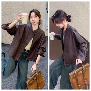 Bekey แจ็คเก็ตหนังสั้นสไตล์เกาหลีสำหรับผู้หญิง แจ็คเก็ตมอเตอ…