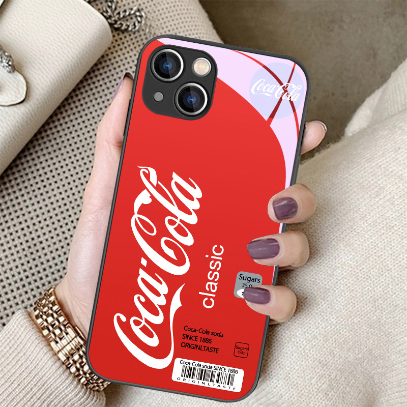สต๊อกไทย เคสมือถือ16 เครื่องดื่มลายแดง เคสกระจกแข็ง For รูปที่ 4